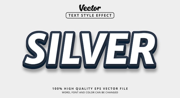 Editable text effect Silver text with modern style