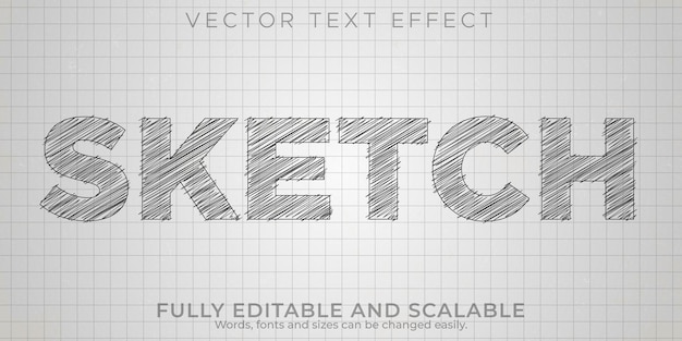 벡터 편집 가능한 텍스트 효과 스케치, 3d 아키텍처 및 드로잉 글꼴 스타일