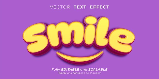 Sorriso con effetto testo modificabile con scritte in grassetto in stile 3d 03