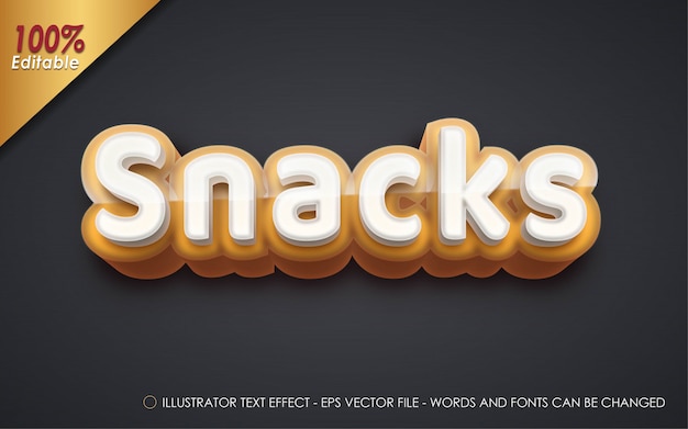 Editable text effect, snacks style illustrations