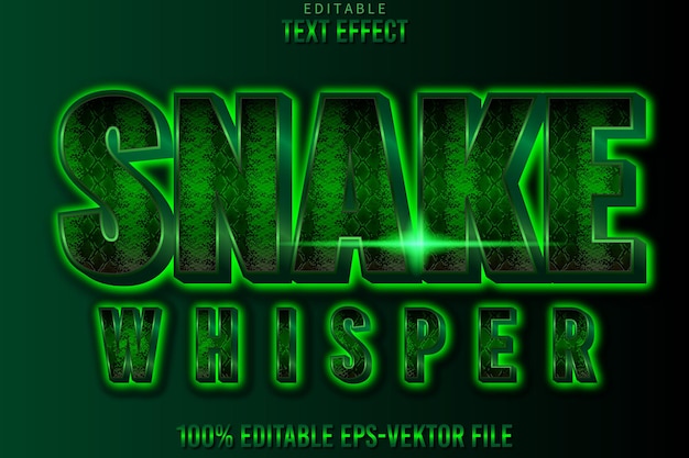 Редактируемый текстовый эффект snake whisper 3d modern style
