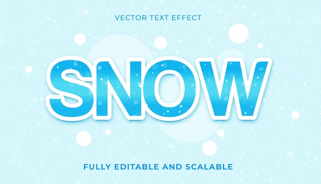 Editable text effect snow text style vector