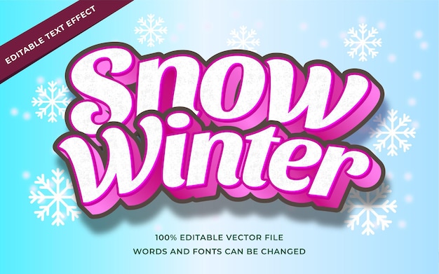 Editable text effect snow winter