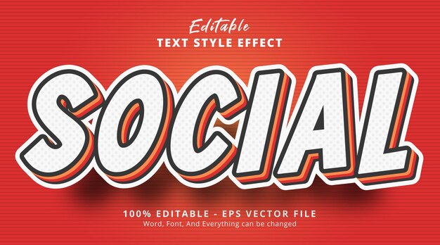 Editable text effect, social text with layered combination style