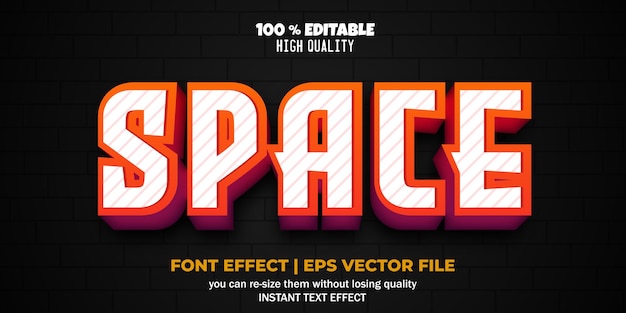 Editable text effect in space style