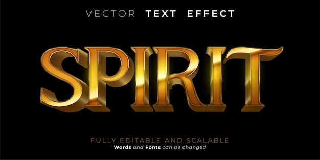 Редактируемый текстовый эффект дух 3d иллюстрации в золотом стиле