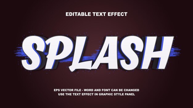 Vector editable text effect splash 3d vector template