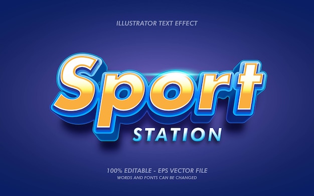 Effetto di testo modificabile, illustrazioni in stile sport station