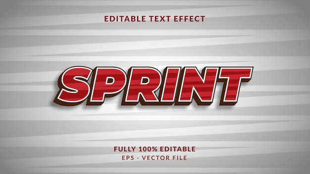 Editable text effect sprint 3d vector font style