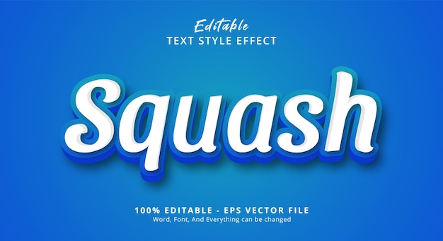 Editable text effect, squash text on fresh blue color style effect