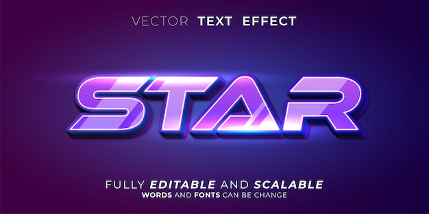 Editable text effect Star on neon style illustrations