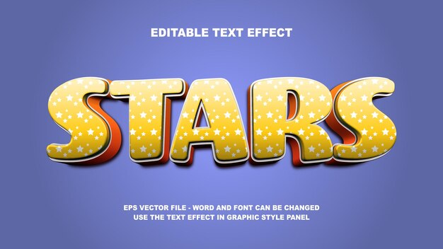 Vector editable text effect stars 3d vector template