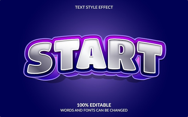 Editable text effect, start, video game text style