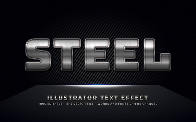 Editable text effect, steel style illustrations