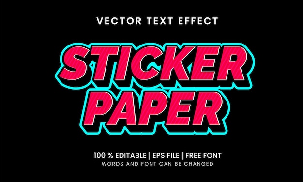 Vector editable text effect sticker paper with neon color on black background