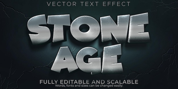 Editable text effect stone age, 3d stone and history font style