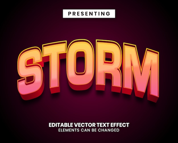 Vector editable text effect - storm game style