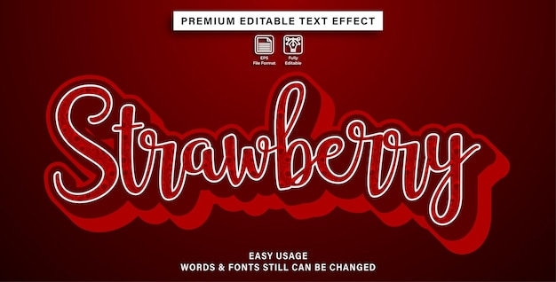 Editable text effect strawberry