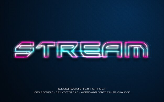 Editable text effect stream style illustrations