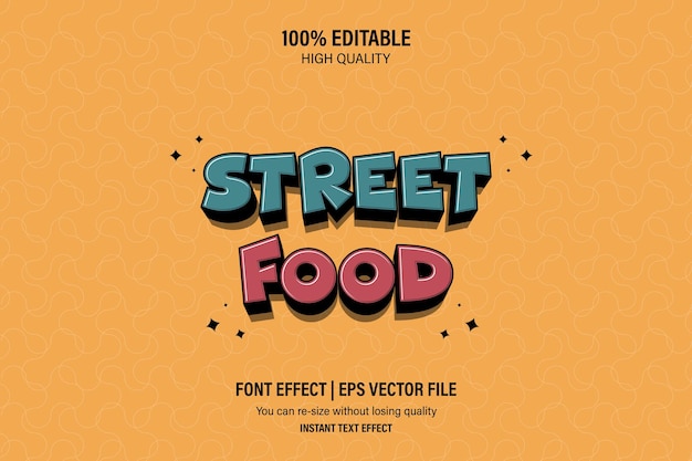 Editable text effect Street Food 3d Cartoon template style