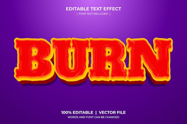 Vector editable text effect style concept burn word