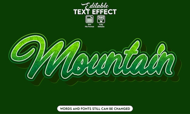 Editable text effect style mountain