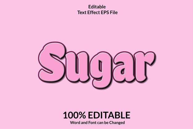 editable text effect sugar words and font can be changed