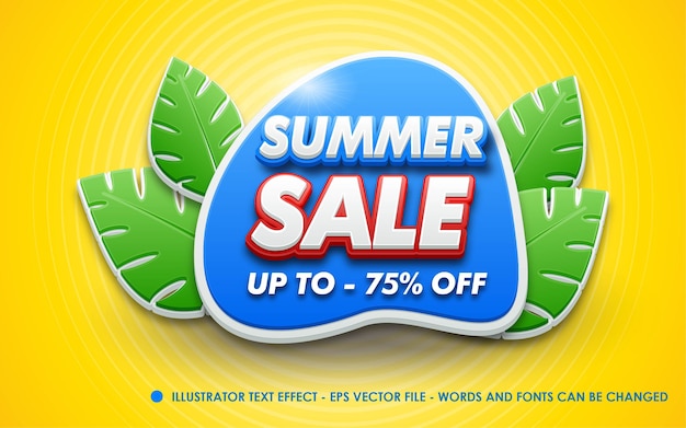 Editable text effect, Summer Sale style illustrations