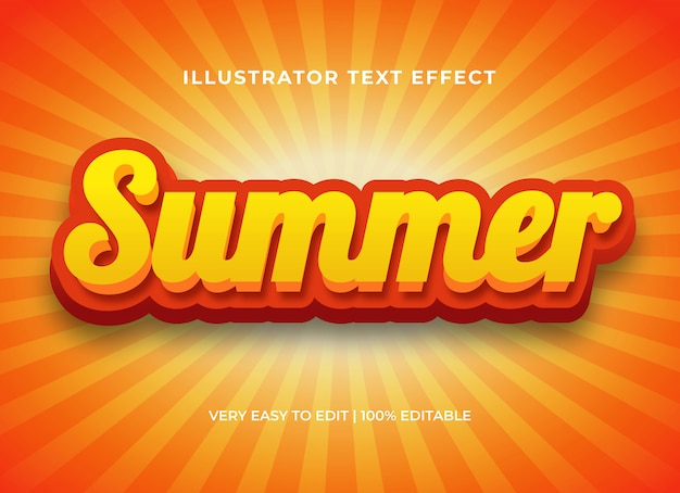 Editable text effect, summer shiny comic 3d text style