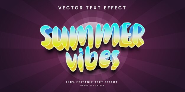 Editable text effect in summer vibes style premium vector