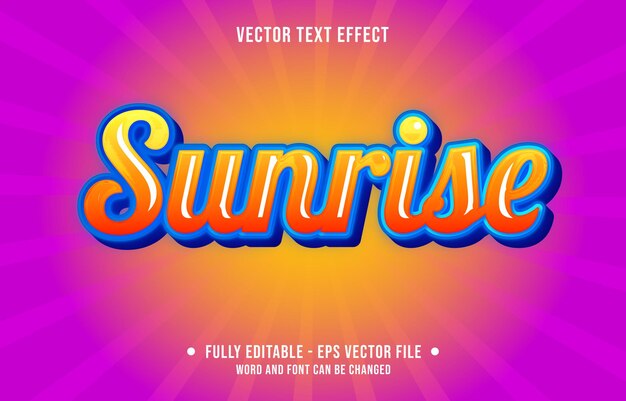 Vector editable text effect sunrise gradient orange blue color artsy style