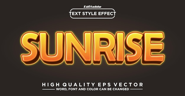 Editable text effect sunrise text style effect