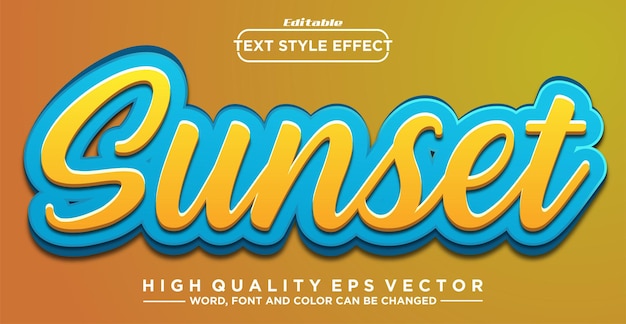 Vector editable text effect sunset text effect
