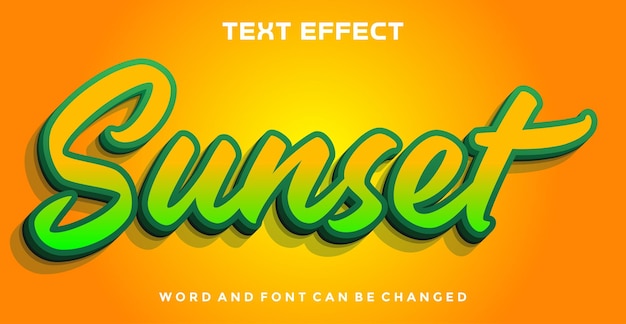 Vector editable text effect sunset theme style