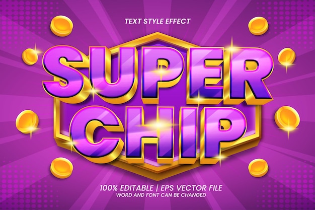 Редактируемый текстовый эффект super chip 3d bold luxury style