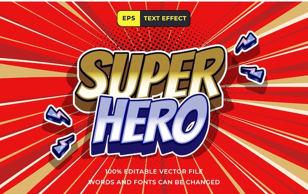 Vector editable text effect super hero 3d perfect for banner comic design element