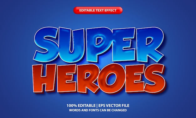 Vector editable text effect super heroes 3d cartoon