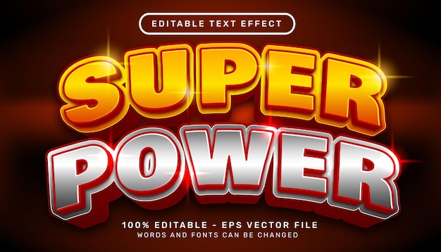 Редактируемый текстовый эффект super power 3d style concept