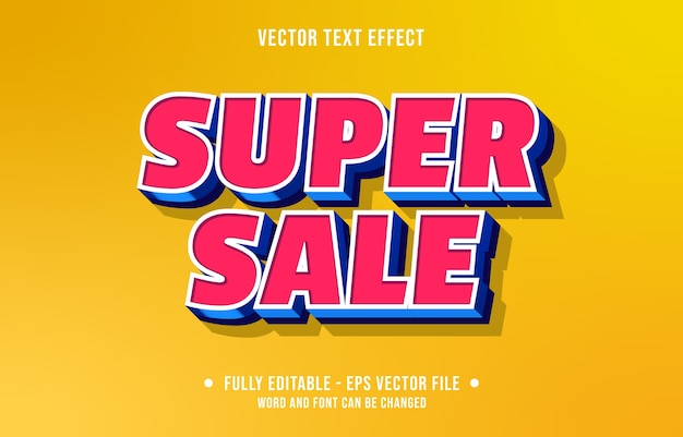 Vector editable text effect super sale discount style