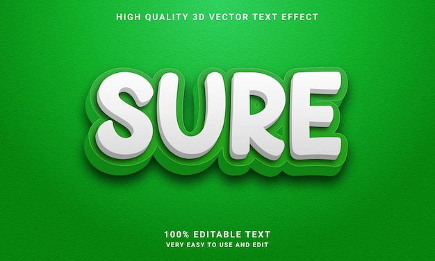 Vector editable text effect sure premium vector