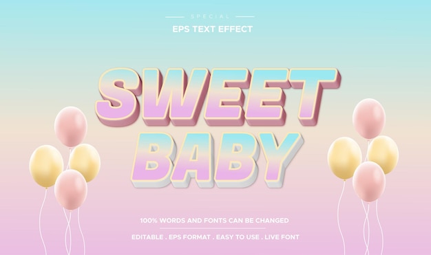 Editable text effect sweet baby style