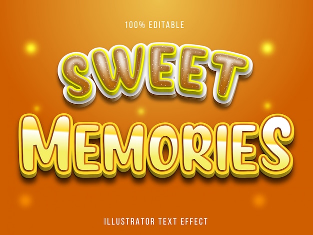 Editable text effect -  sweet memories title style