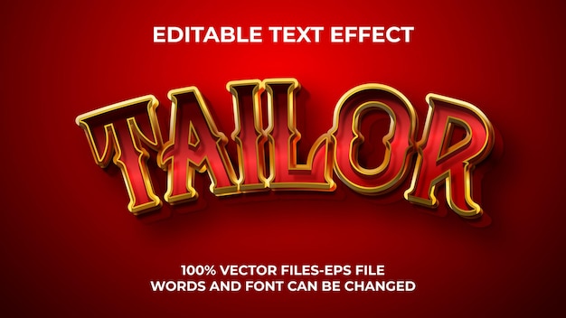 Редактируемый текстовый эффект - tailor text, креативный 3d и минимальный стиль шрифта 3d