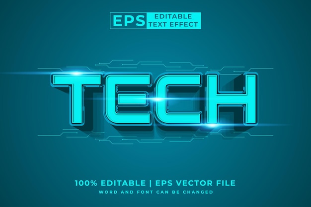 편집 가능한 텍스트 효과 기술 3d 만화 템플릿 스타일 프리미엄 벡터