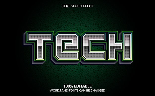 Vector editable text effect, tech text style