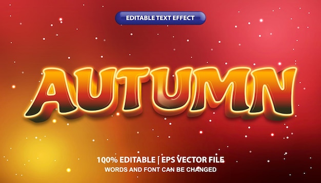 Редактируемый шаблон текстового эффекта, стиль шрифта Autumn на фоне звездного космоса с сияющей звездной пылью