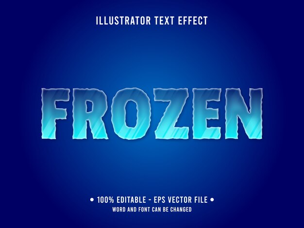 Editable text effect template frozen ice style