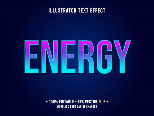 Editable text effect template gradient blue energy style