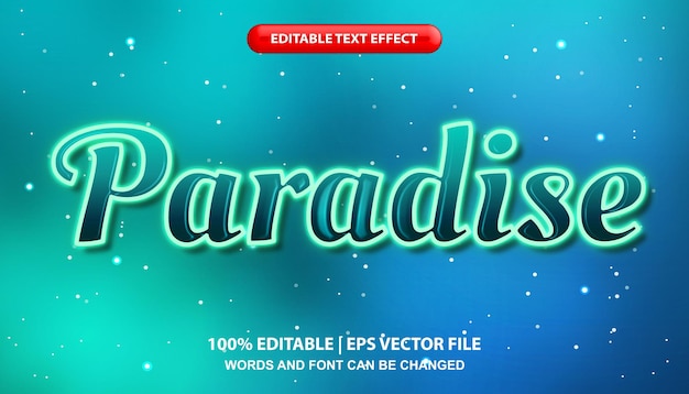 Editable text effect template, paradise font style on starry space background with shining stardust