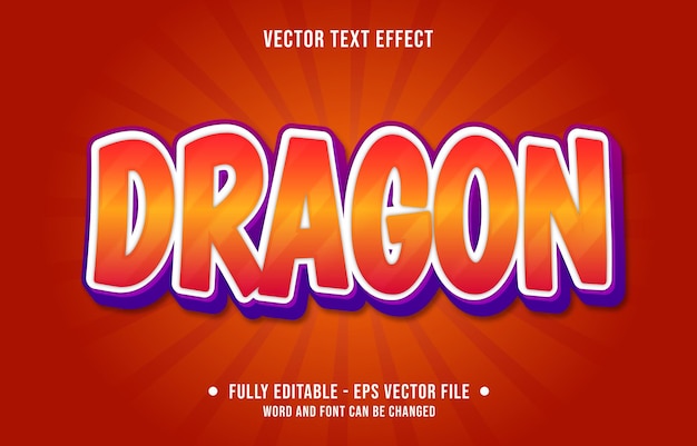 Editable text effect templates dragon red orange gradient color modern style
